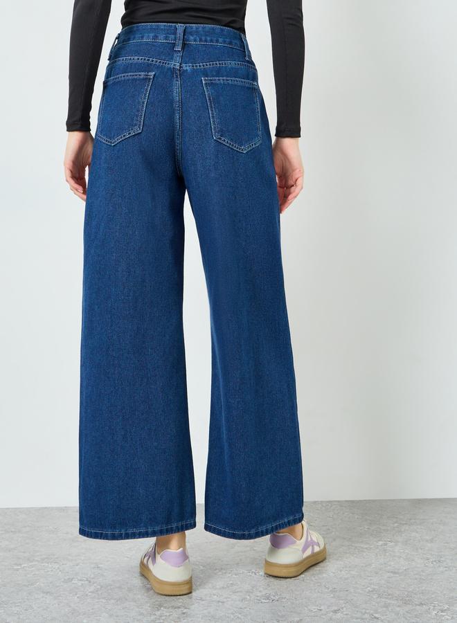 Styli Women Blue Relaxed Fit Wide Leg Jeans - Image 3